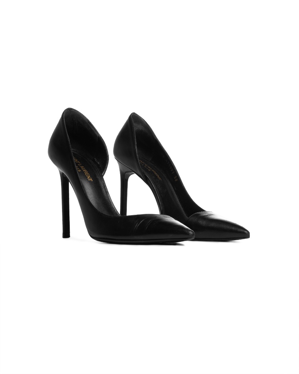 Saint Laurent Anja D'Orsay 105 black leather heels thumbnail