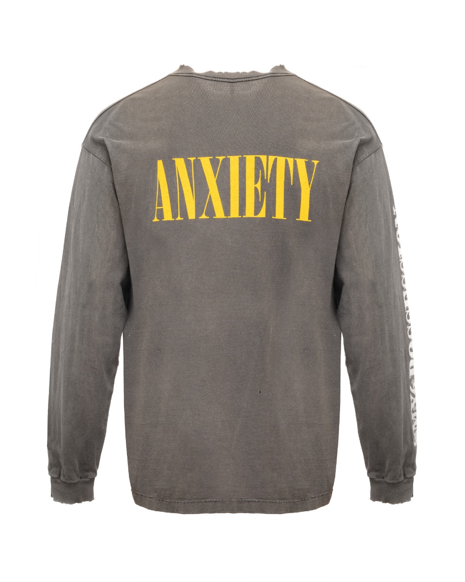 Saint Michael "Money Anxiety" washed grey long sleeve t-shirt thumbnail