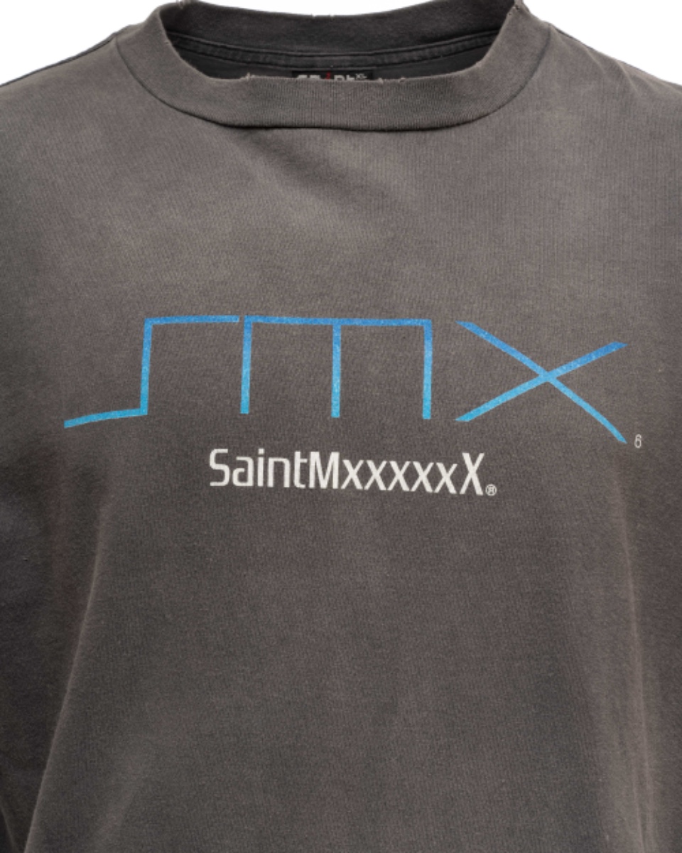 Saint Michael SM6 PlayStation 2 logo washed grey t-shirt thumbnail
