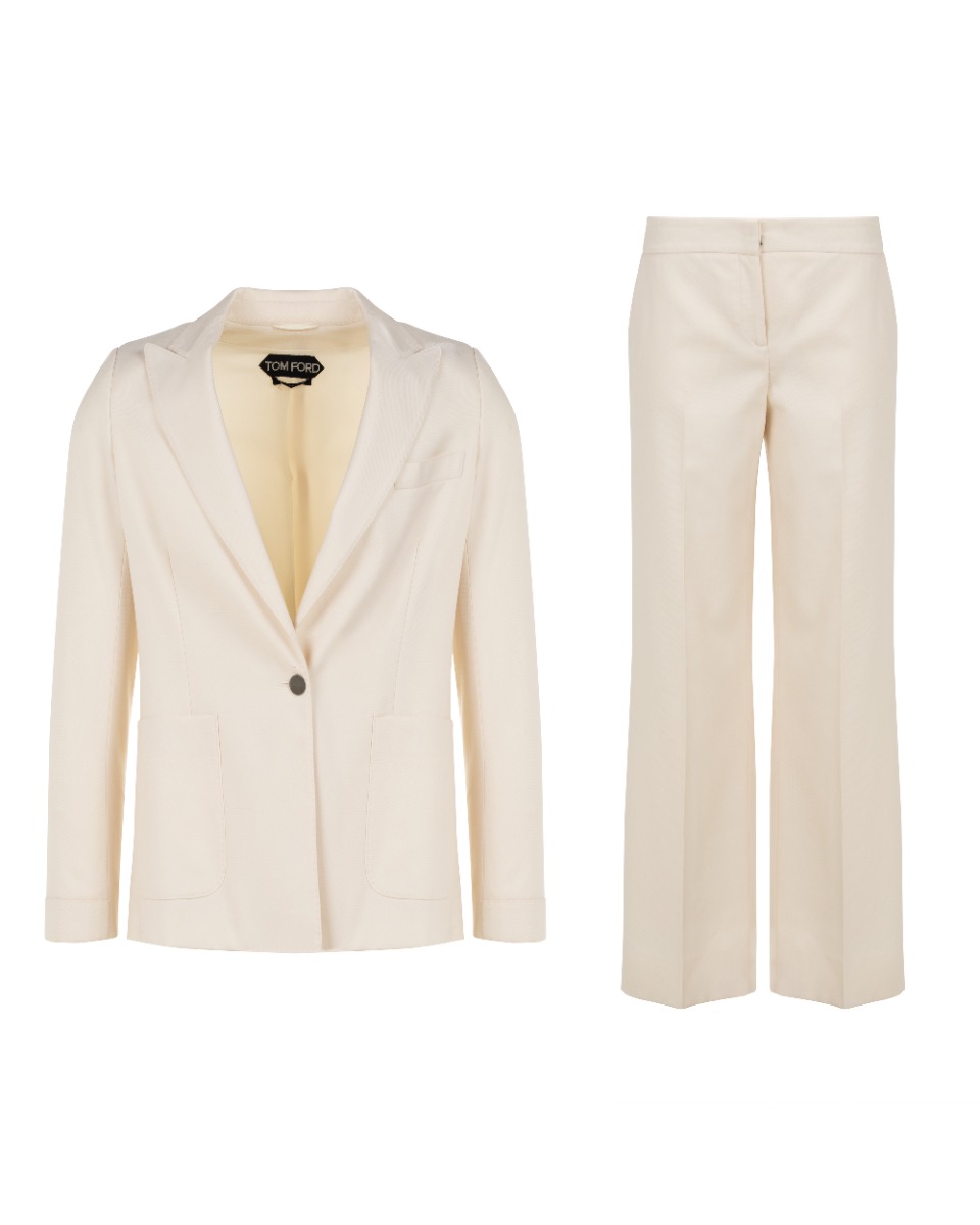 Tom Ford single-breasted Chalk white blazer jacket & formal laine pants thumbnail