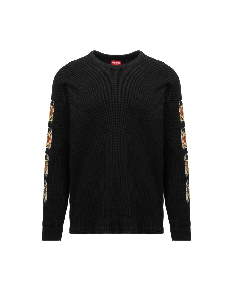 Supreme x Slayer waffle black cotton crewneck sweatshirt thumbnail