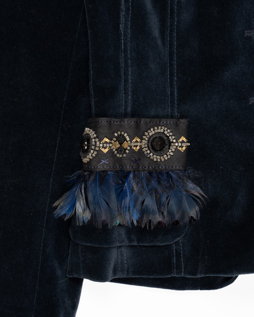 Roberto Cavalli Class jewel-embroidery velvet blazer jacket thumbnail