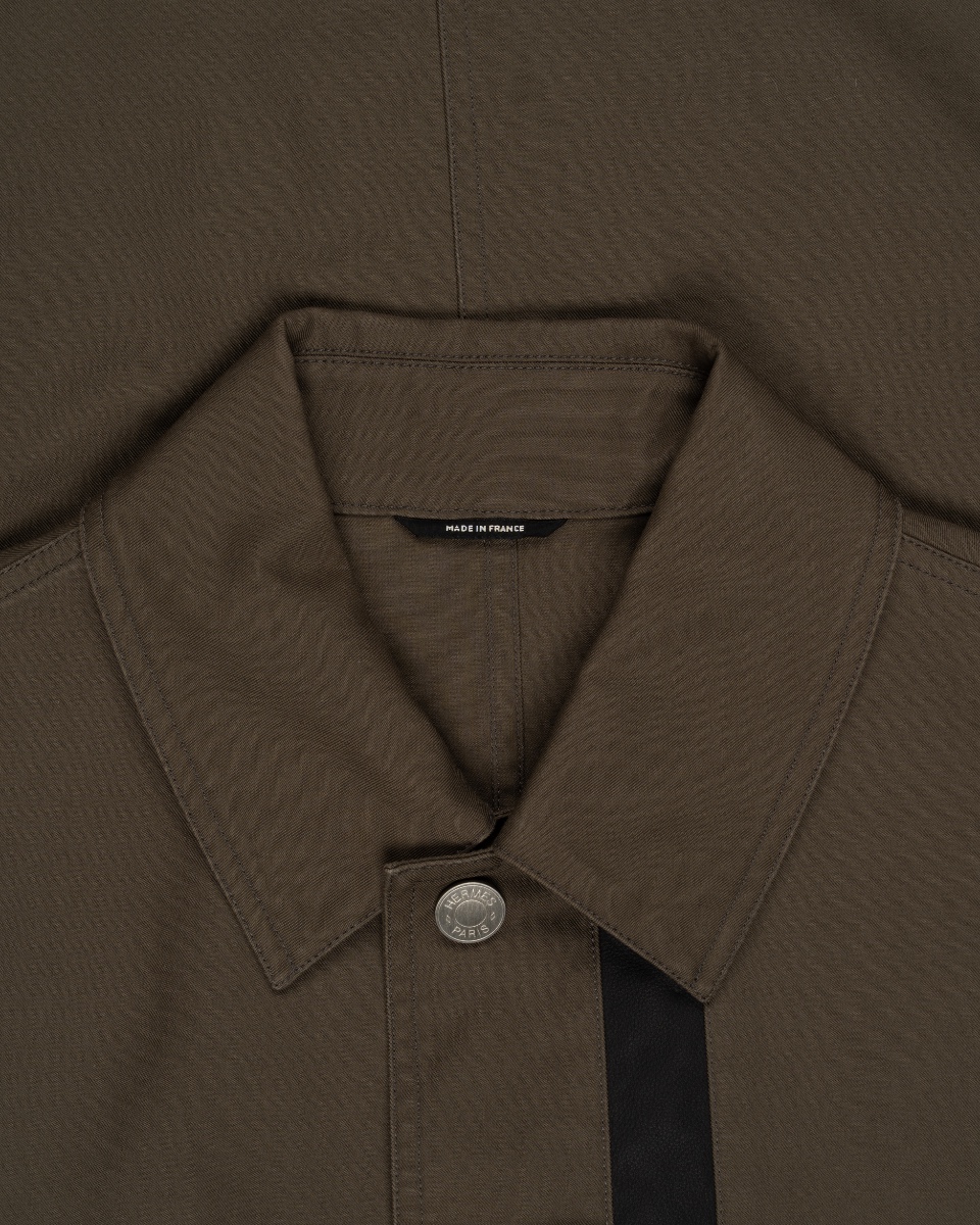 Hermes "Poche a cheval" khaki trench coat thumbnail