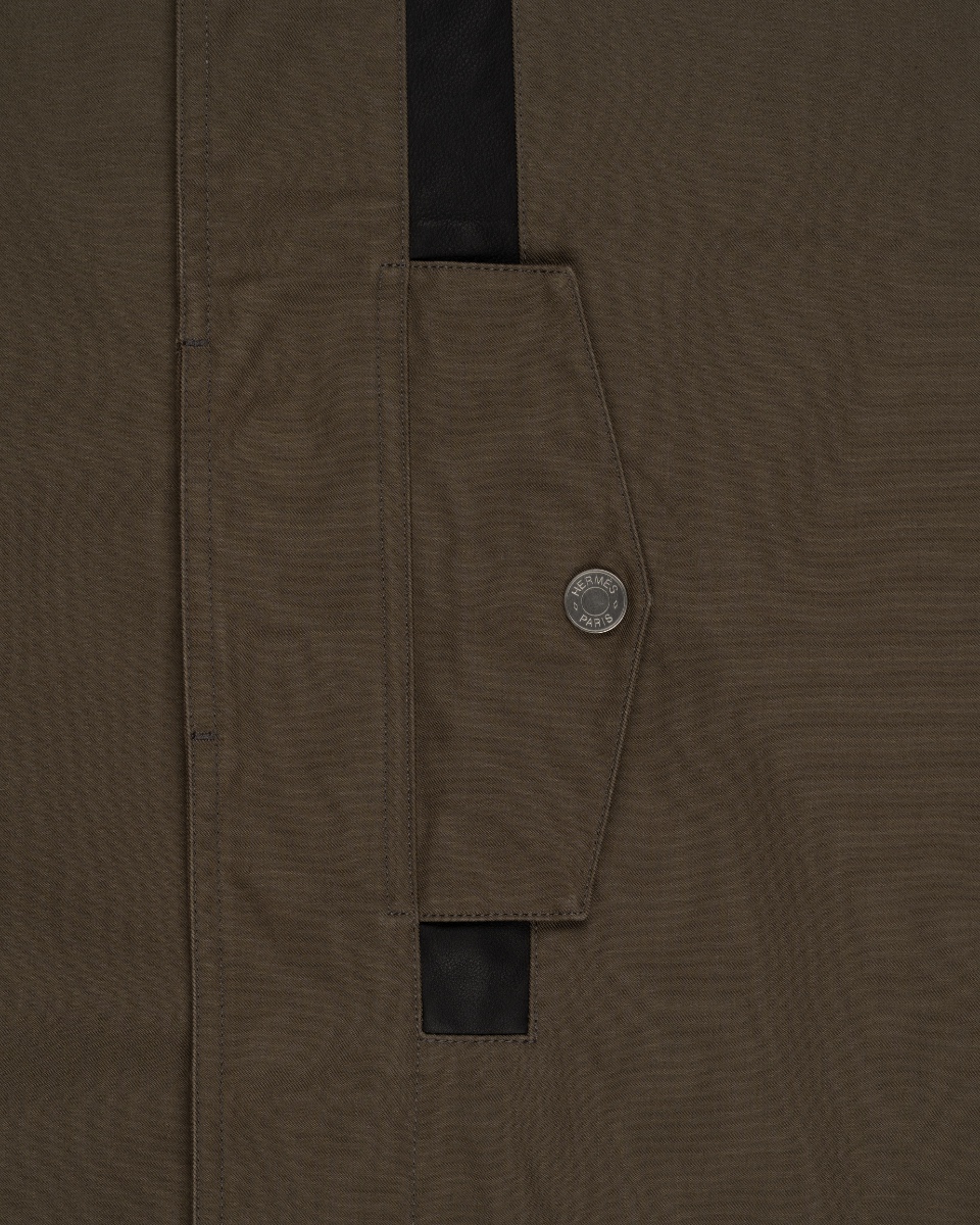Hermes "Poche a cheval" khaki trench coat thumbnail
