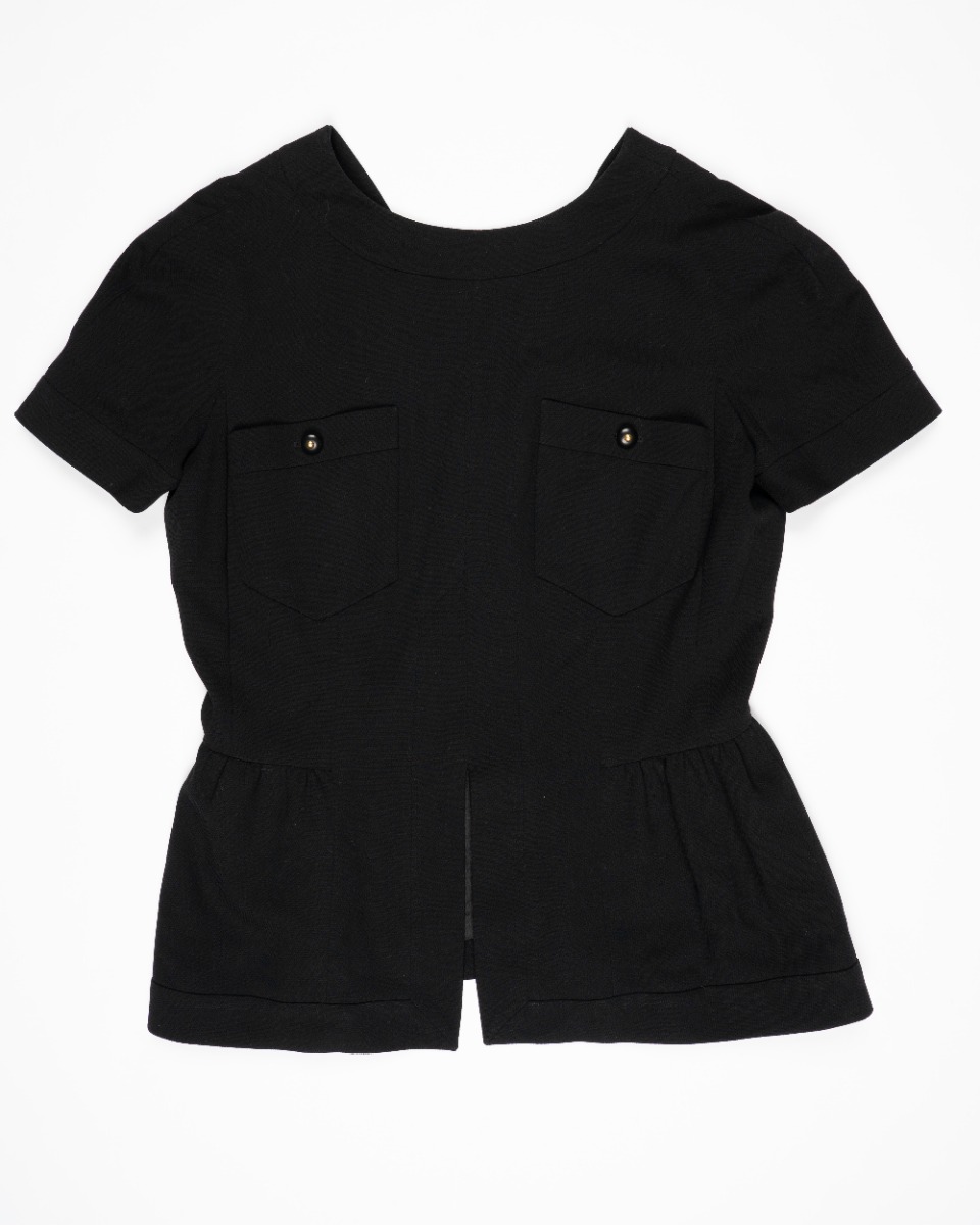 Chanel front pocket pleated blouse top thumbnail