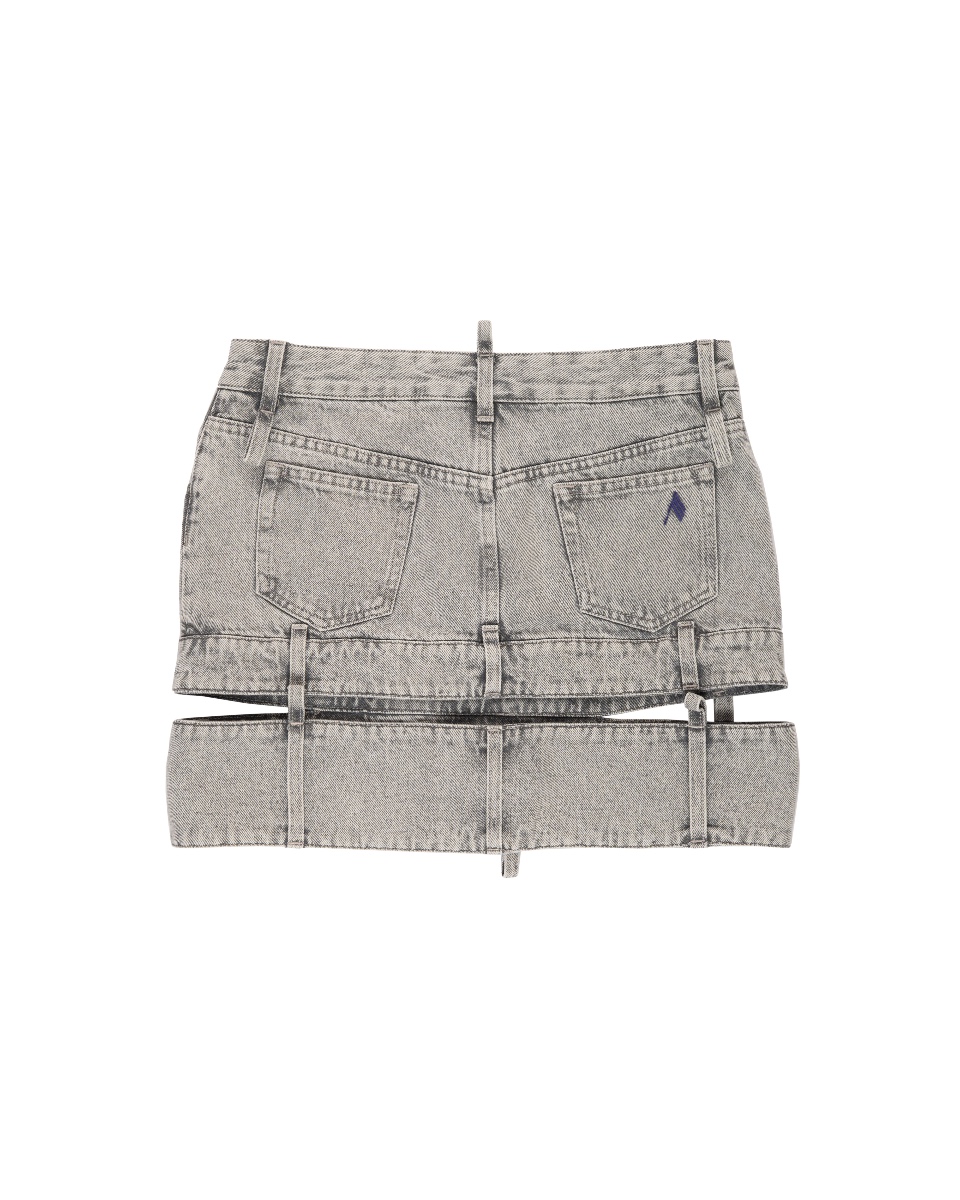 The Attico cut-out denim mini skirt thumbnail