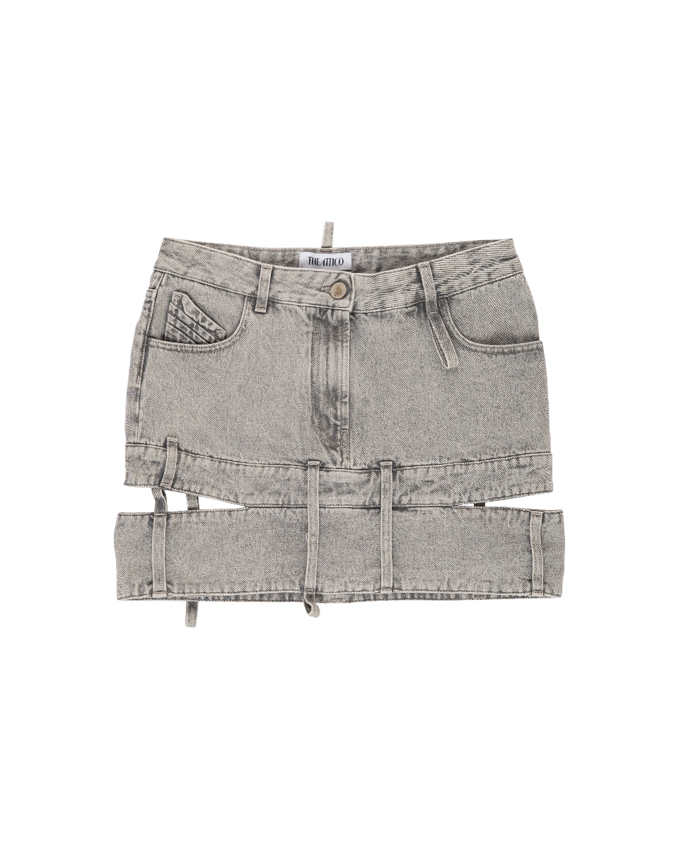 The Attico cut-out denim mini skirt thumbnail
