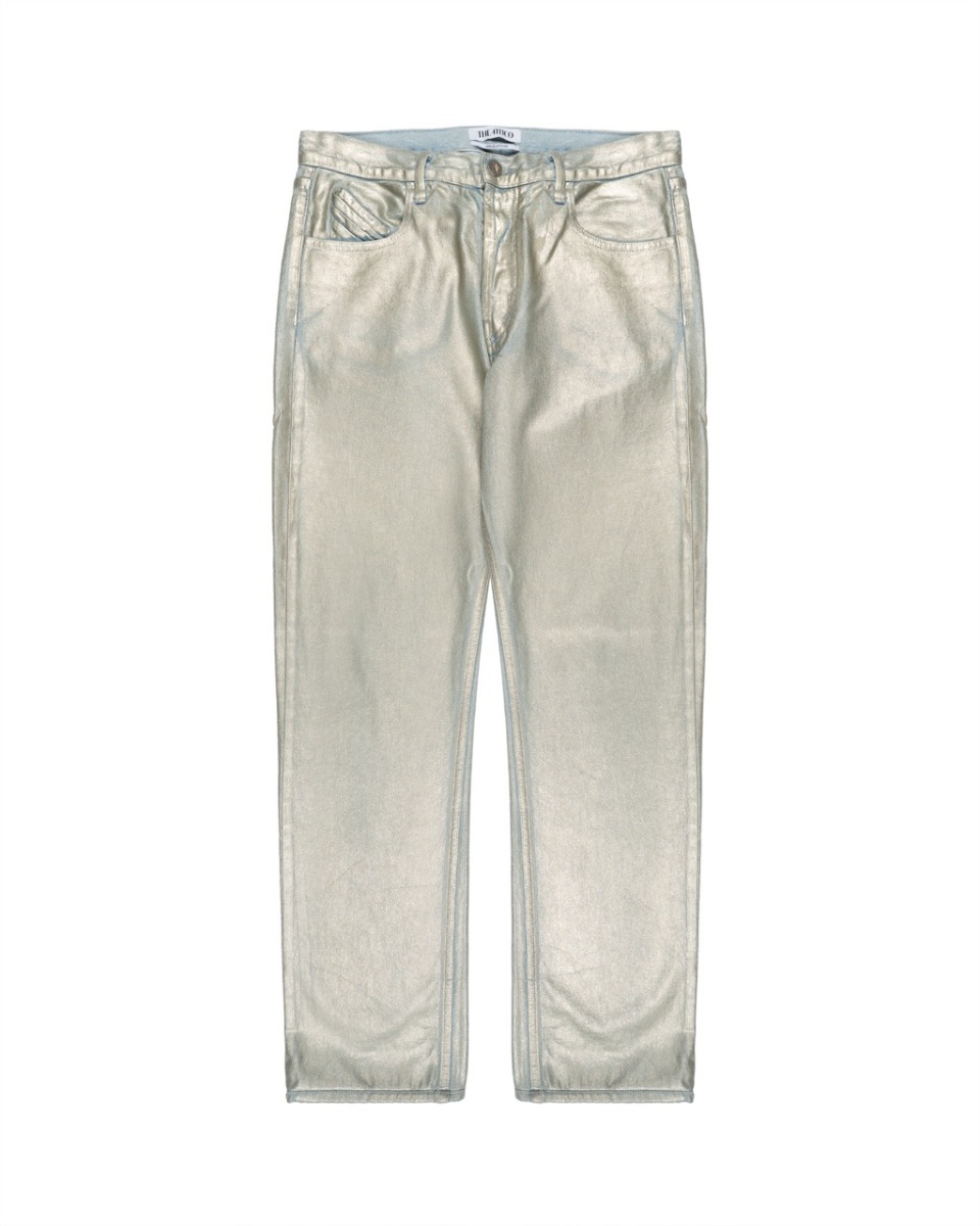 The Attico metallic coated straight-leg denim pants thumbnail