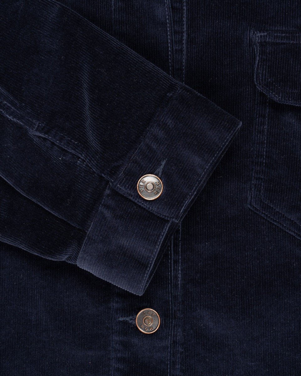 The Row Lafayette corduroy navy trucker jacket thumbnail