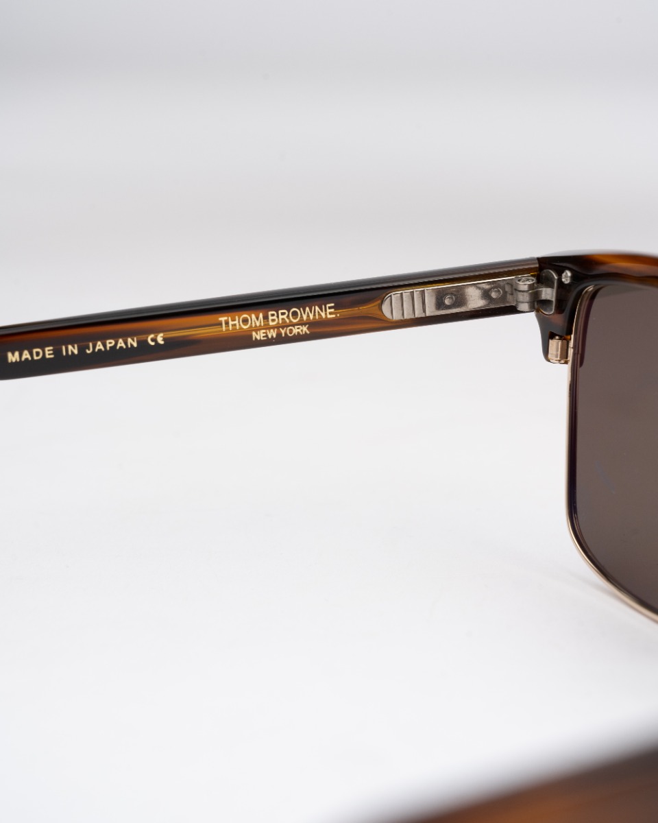 Thom Browne wallnut gold frame sunglasses thumbnail