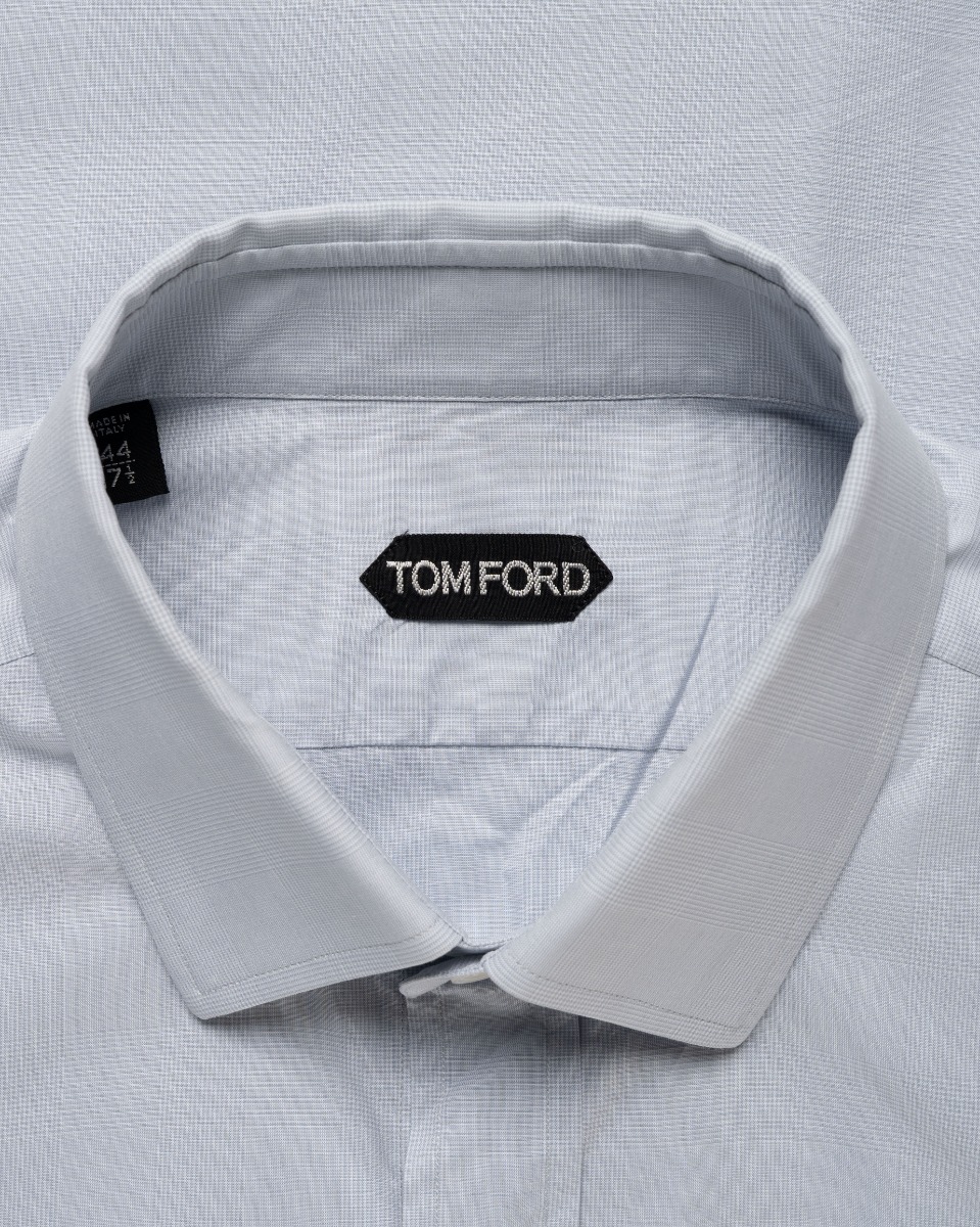 Tom Ford "Prince of Wales" Cutaway-collar poplin button-up shirt thumbnail
