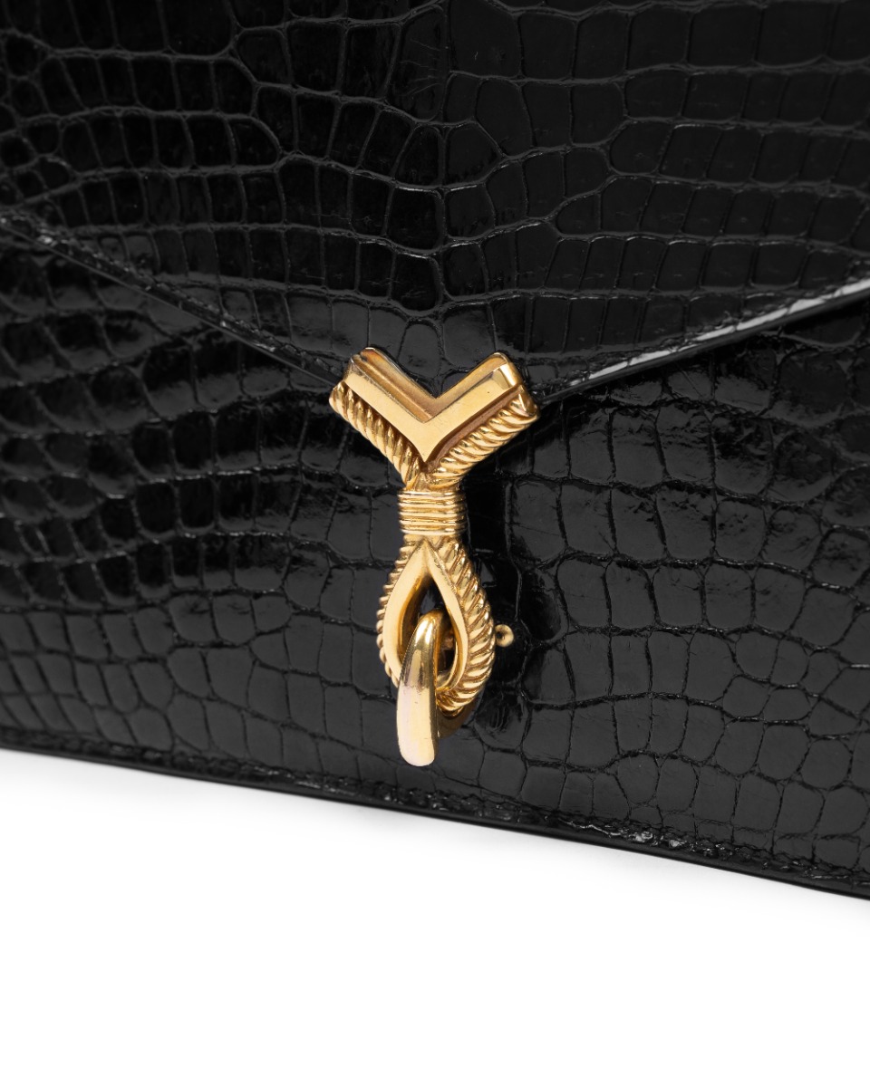 Hermes Sac Cordeliere crocodile black bag thumbnail