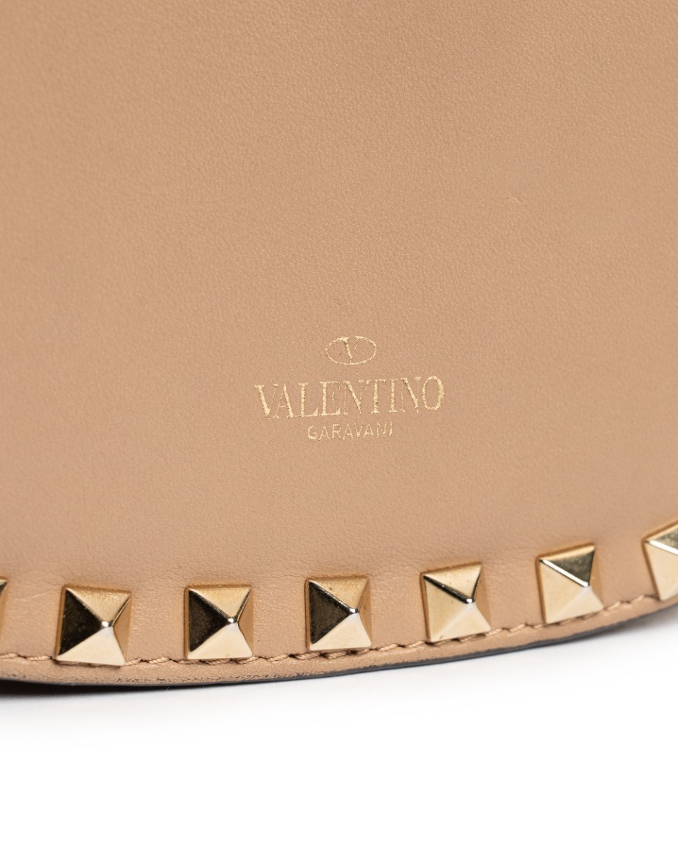Valentino Garavani Rockstud powder beige crossbody mini saddle bag thumbnail