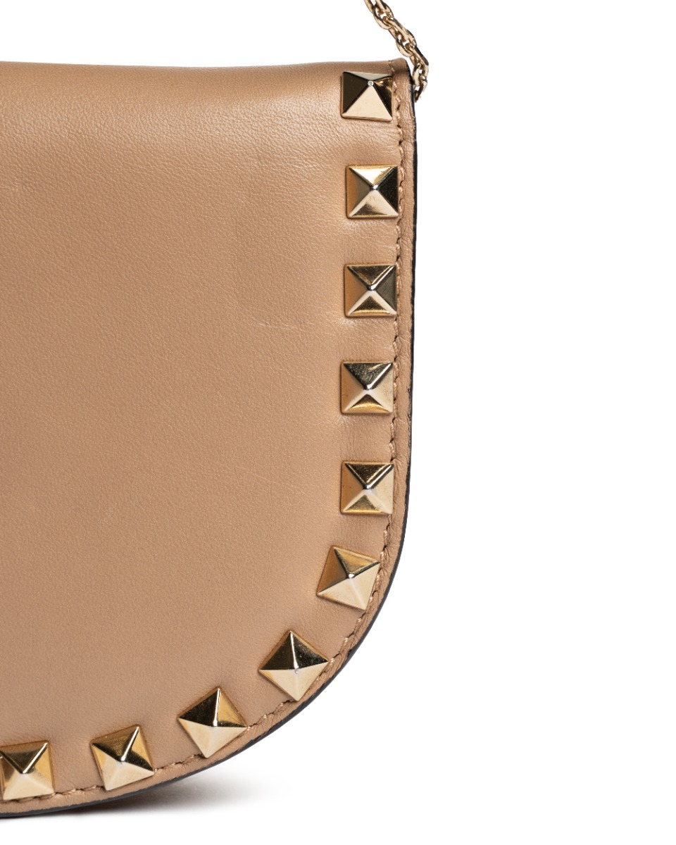 Valentino Garavani Rockstud powder beige crossbody mini saddle bag thumbnail