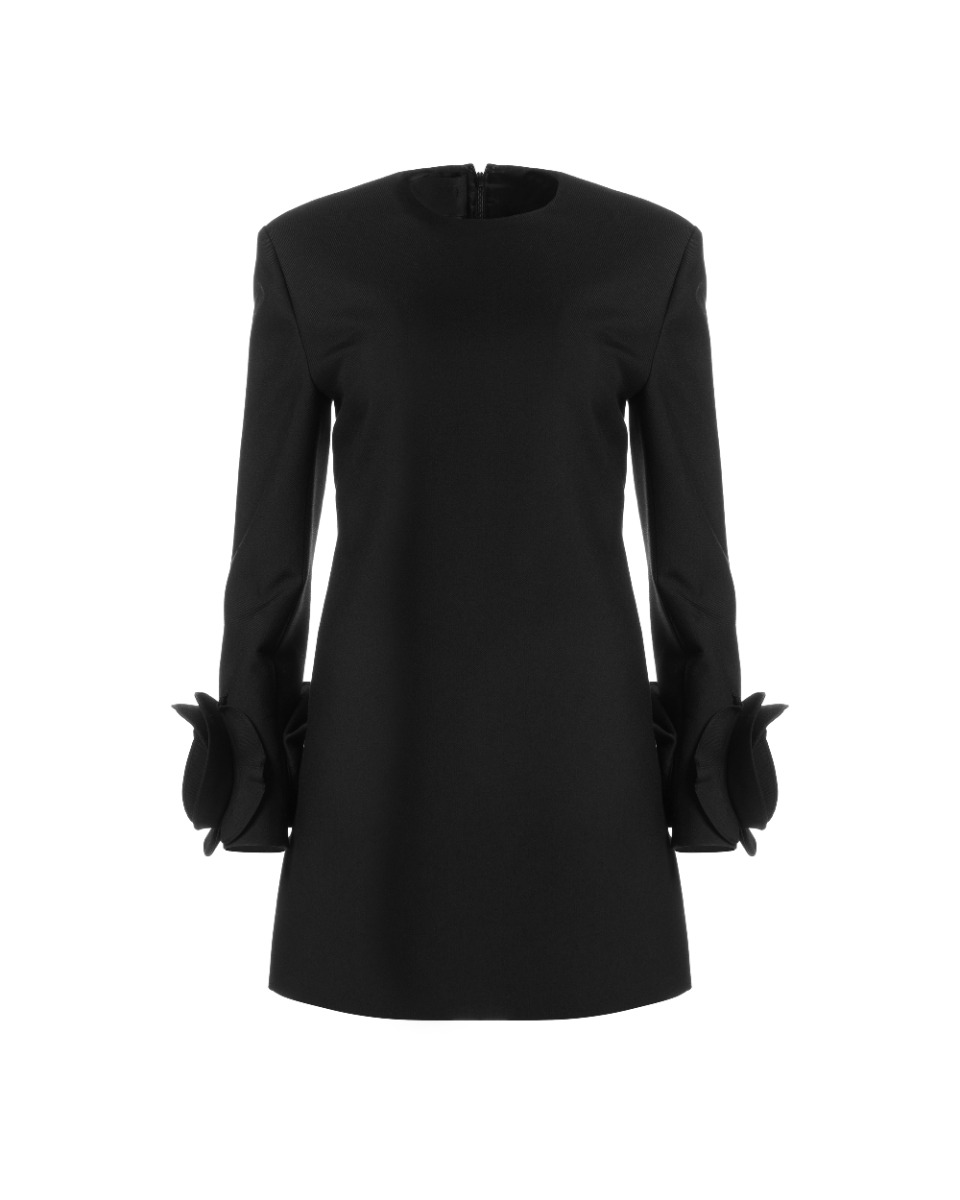 Valentino Garvani "Le Noir" floral ruffle-cuff mini dress thumbnail