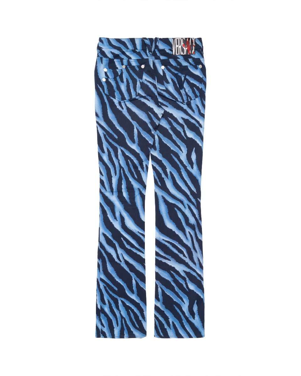 Versace Jeans Couture blue tiger stripes bootcut pants - 26 thumbnail