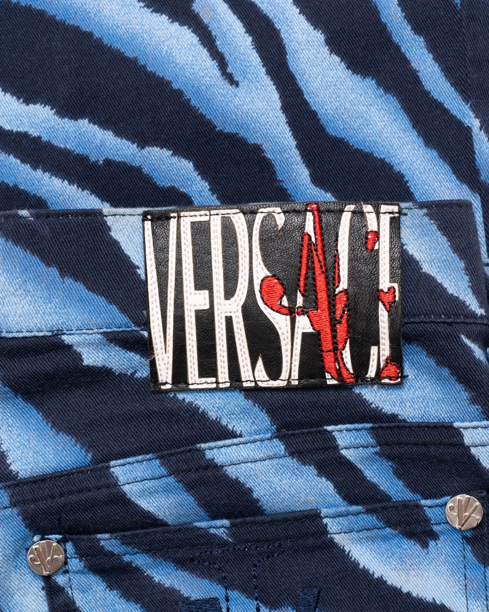 Versace Jeans Couture blue tiger stripes bootcut pants - 26 thumbnail