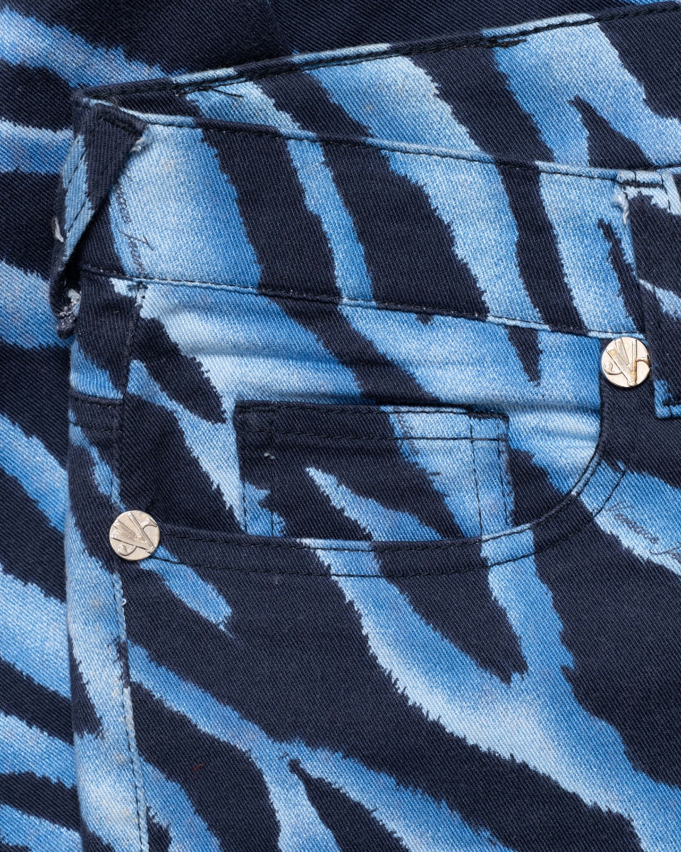 Versace Jeans Couture blue tiger stripes bootcut pants - 26 thumbnail