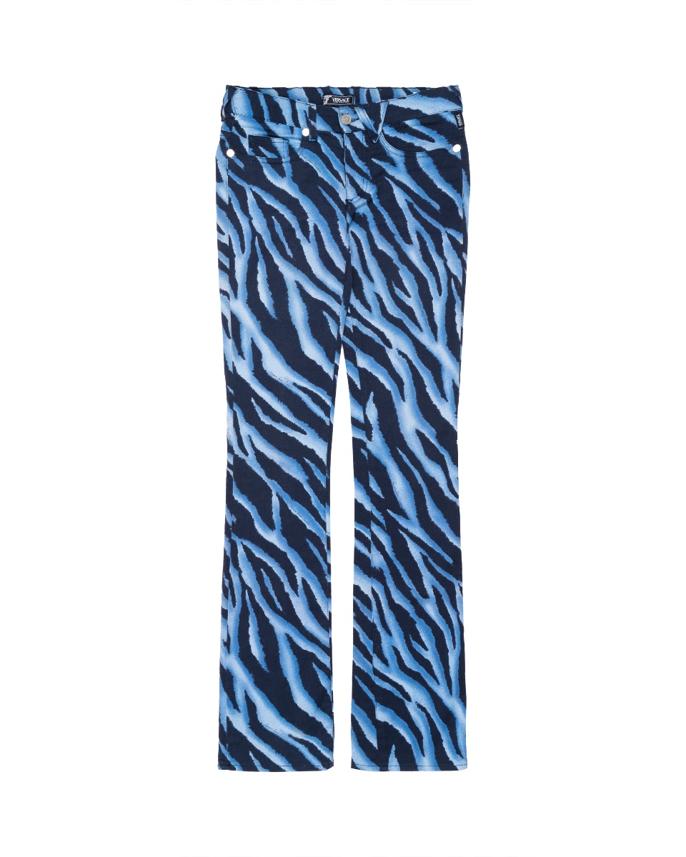 Versace Jeans Couture blue tiger stripes bootcut pants - 26 thumbnail