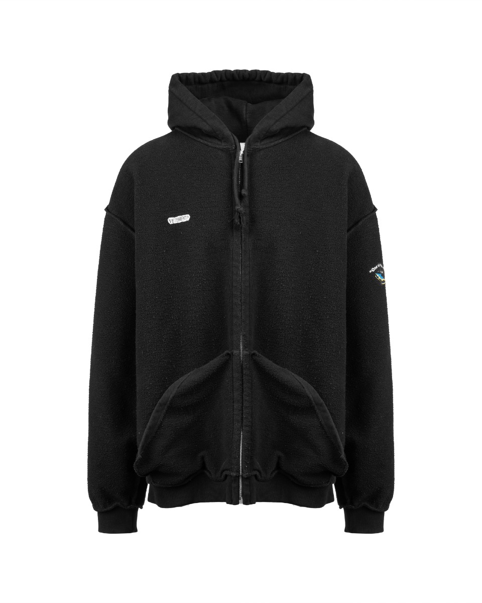 Vetements "One size fits most" oversized inside-out zip sweatshirt thumbnail