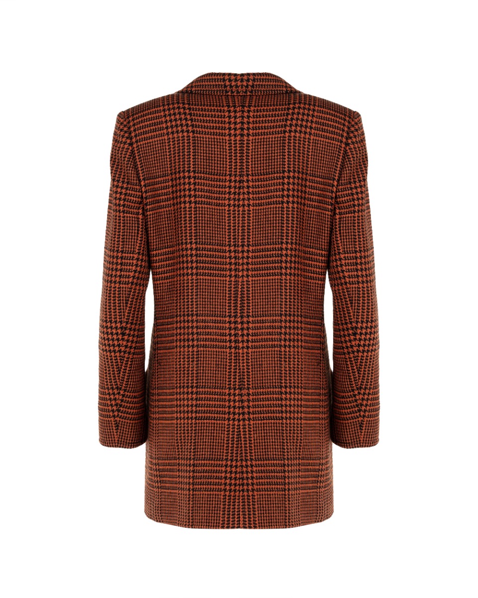 Yves Saint Laurent Variation Houndstooth red double-breasted coat thumbnail