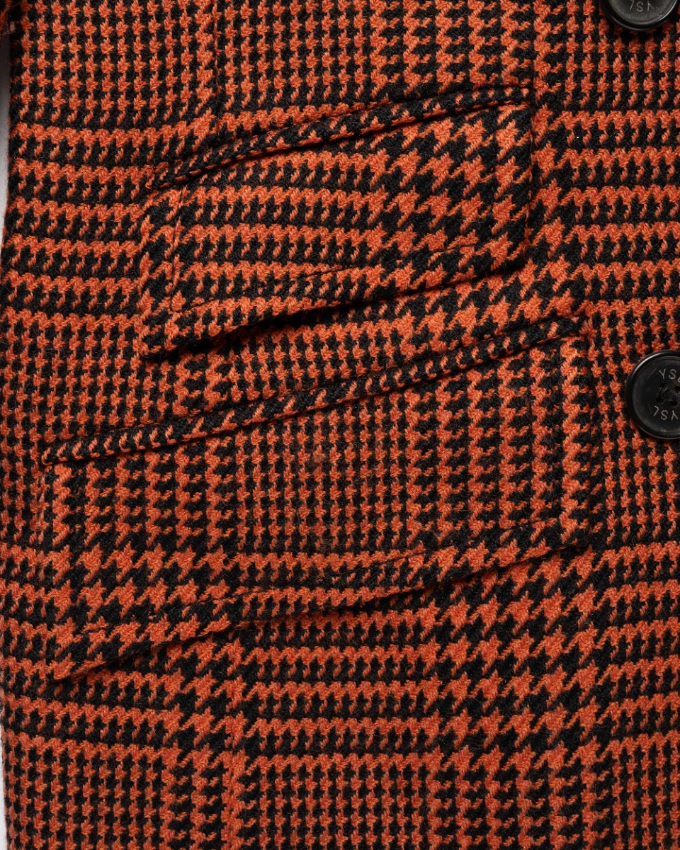 Yves Saint Laurent Variation Houndstooth red double-breasted coat thumbnail